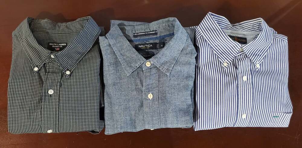 Mens Lot of 3 Button Down Shirts Sz XL Ralph Lauren Polo Tommy Hilfiger Nautica